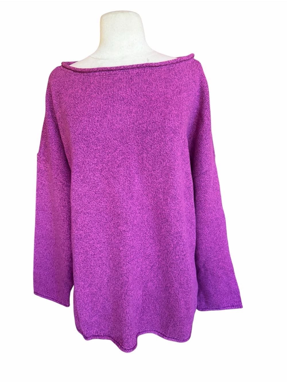 NWT‎ Talbots 100% Cotton Roll-Neck/Cuffs/Hem Boxy Bateau Pullover Sweater